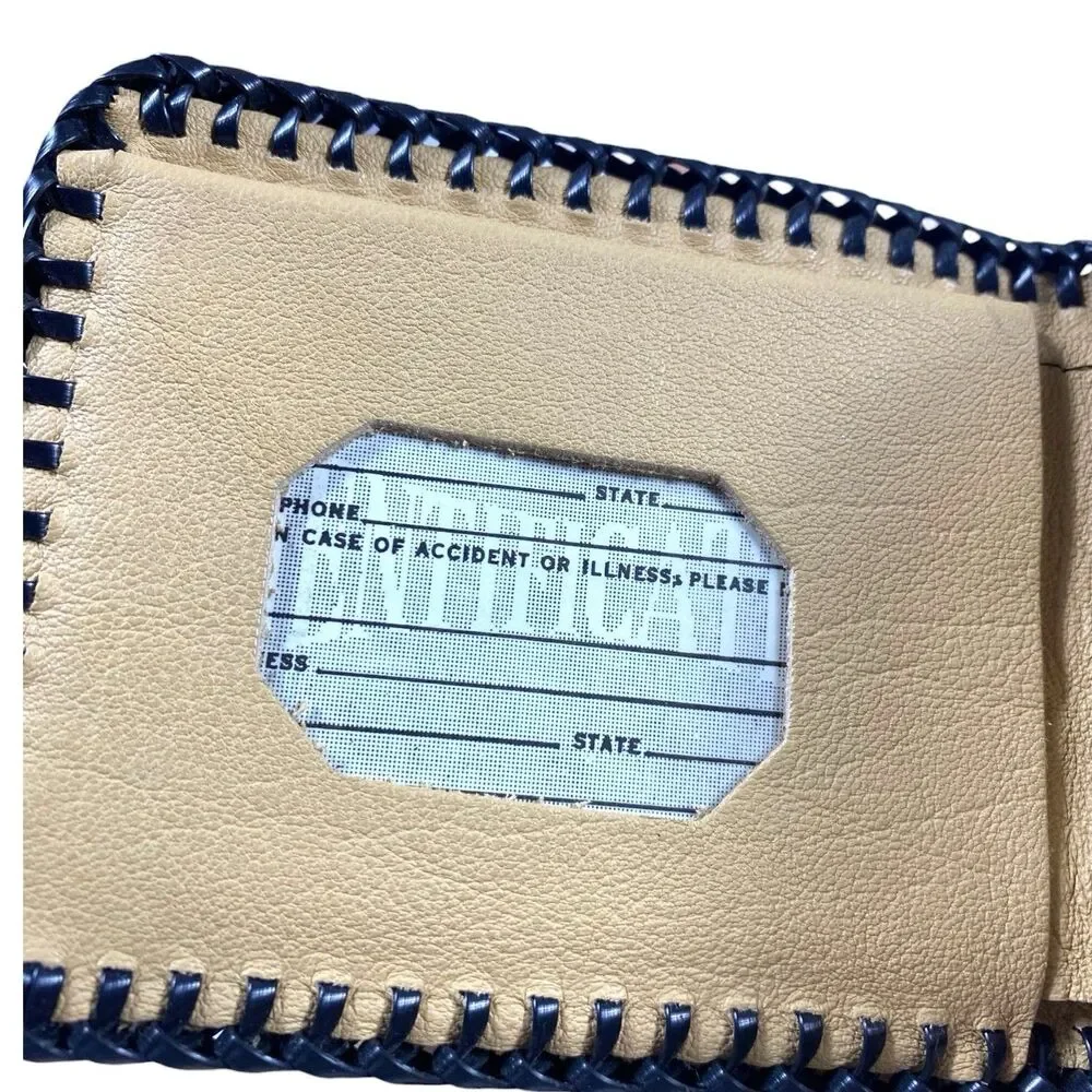 Vtg 1970 Hand Tooled Leather Bifold Wallet Pigs Are Beautiful Whipstitch Western